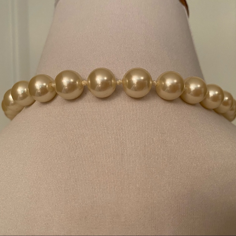 SWAROVSKI NECKLACE CHOKER PEARLS GOLD BLACK ENAMEL CRYSTALS 17” STATEMENT - Picture 7 of 12